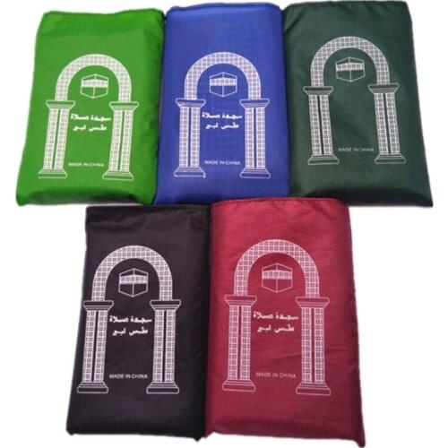 M17D Portable Muslim Prayer Rug Waterproof PU Braided Mat Simply Print Pouch Travel Home Blanket 60x100CM