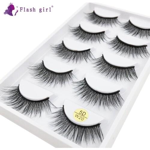 New Style 5D Mink Natural False Eyelashes Fluffy Soft High Volume Eye Lashes Reusable Eyelash Extension Makeup Tools 5D-W20