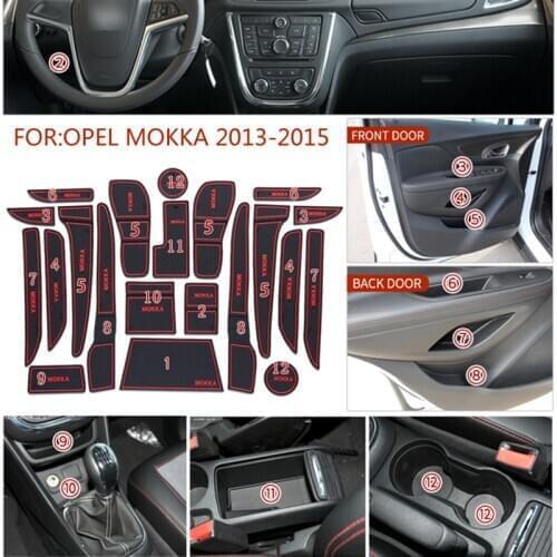 For VAUXHALL Opel Mokka 2013-2015 3D Rubber Mat Lnterior Anti Slip Mat Door Slot Pad Cup Cushion Groove Pad Car Accessories