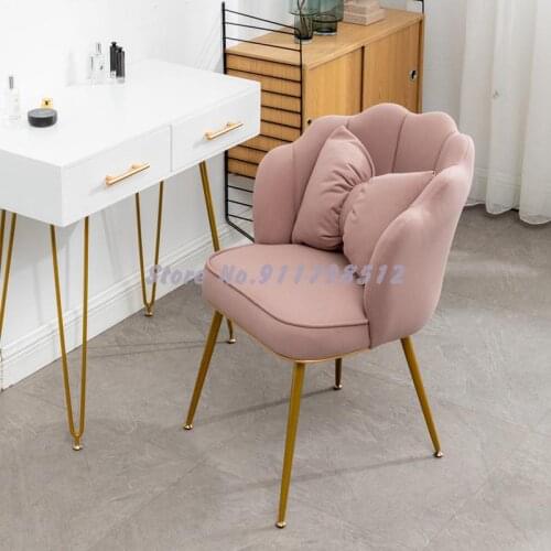 Nordic Ins Light Luxury Net Red Makeup Stool Simple Leisure Creative Girl Princess Pink Beauty Salon Back Chair