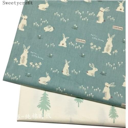 Tree Bunny Printed Twill Fabric 100% Cotton By Half Meter For Sewing Children Dress Bedding Patchwork Cloth hometextile 160x50cm