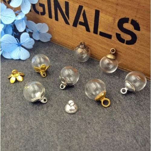 10pcs 10mm Ball Clear Glass Dome With Cap For Miniatures Home Decor Bonsai Craft Garden Ornament Decoration Jewelry Making