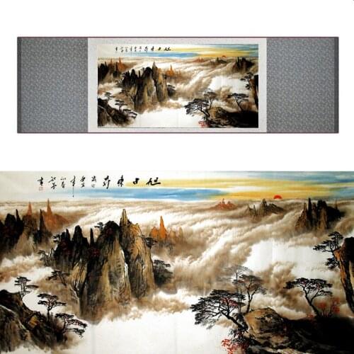 Top quality crane and great Wall Painting Home Office Decoration Chinese scroll painting Crane and tree painting 040706