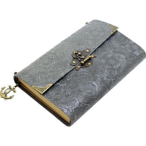 Vintage Style Genuine Leather Book Note Book Travel Diary with Bronze Lock, Kraft page, 100 sheets TPN028