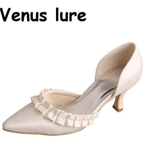 23 Colors Plus Size Pointed Toe Women Thin Heel Shoes Bride Ivory Size 8