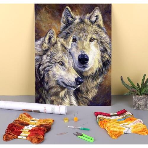 Animal Wolf Pre-Printed 11CT Cross Stitch Kit Embroidery DMC Threads Needlework Handmade Painting Craft Magic Wholesale
