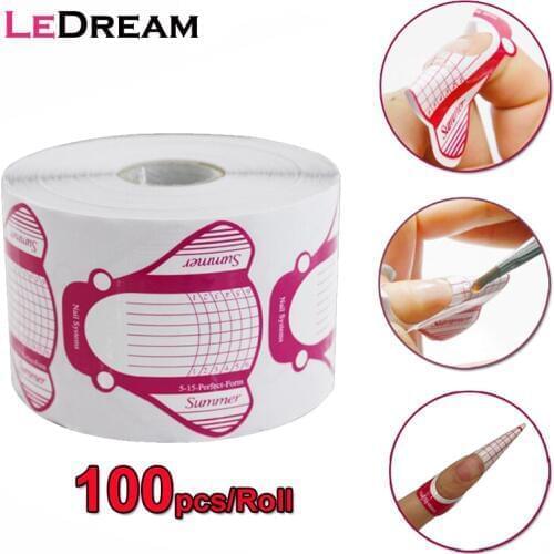 High Quality 100pcs/roll Nail Form Pro Nail Art Guide Form Acrylic Tips Gel Extension Sticker Nail Polish Curl Form Accessory
