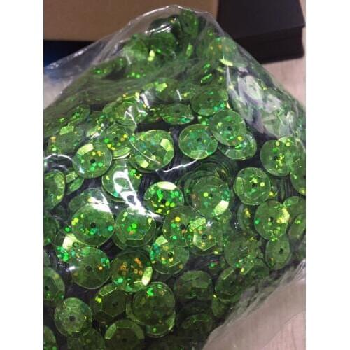 30g(about 750pcs) Large Round Sequins 10mm PVC Sequin Cup Round Sequins Artesanatos Acessorios Laser Green Confetti Spangles