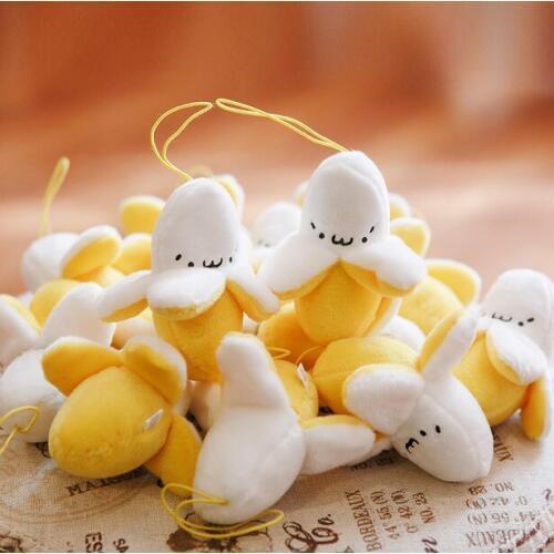 40PCS 6CM NEW Cheap Yellow Banana Plush TOY doll , String rope Stuffed TOY Plush Wedding Bouquet DOLL TOY