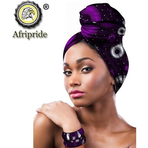 African Headscarf and Braided Set for Women Print Traditional Headtie Headscarf Turban Head Wrap Wax Cotton Headband S20H002
