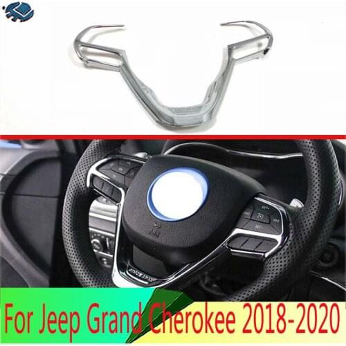 For Jeep Grand Cherokee 2018 2019 Car Styling Accessories ABS Chrome Steering Wheel Panel Cover Bezel Trim Insert Badge Molding