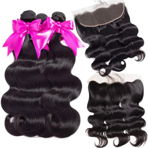 Brazilian Body Wave With Closure 4 Bundles Jaycee Hair Weave Bundle Non Remy Free Part Lace 4 Pcs Human Hair Bundle With Closure