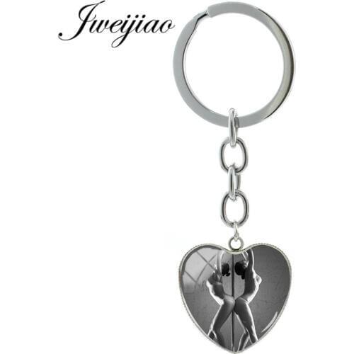 JWEIJIAO Pole Dancing Sex Girls Keychain Love Heart Stripper Pendant Key Chain Keyrings Dance Club Jewelry Gift Custom PD22
