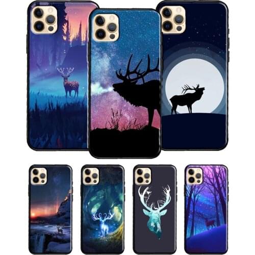 Starry Sky Deer Phone Case For iPhone 11 Pro Max 12 Mini X XR XS Max 6S 7 8 Plus SE 2020 Soft TPU Cover