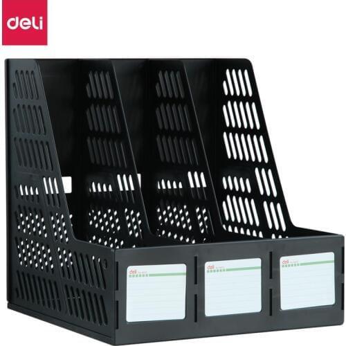 Deli Triple Desktop File Box Three Grid with Label Stable File Tray Office Desk Organizer Organizador Escritorio Random color