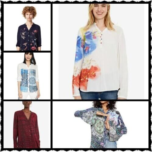 DESIGUAL spain blusas mujer de moda 2020 cartoon printed cloth open-cut shirts plus sizewomen blouses