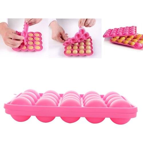 1PC 20 Holes Chocolate Ball Cupcake Cookie Candy Maker DIY Baking Tool Silicone Lollipop Mold Stick Tray Cake Mould