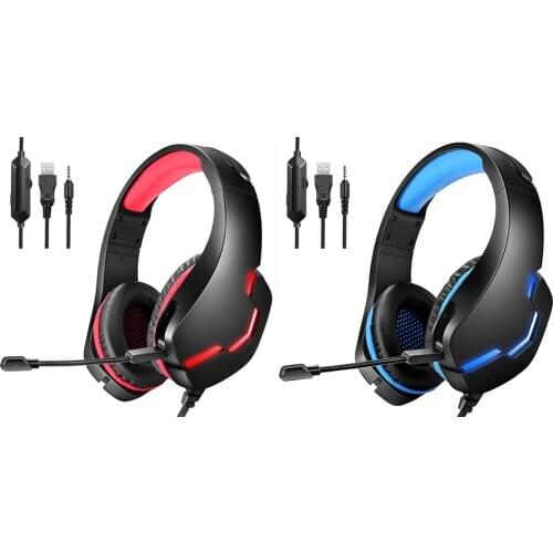 Gaming Headset with Microphone LED Light for Xbox One PS4 PC Computer Stereo Surround Portable Audio Video Earphones Headphones