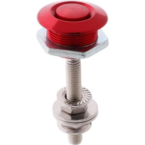 Push Button Hood Pin Lock Low Profile Click Latch Quick Release Aluminum Alloy Exterior Part Black/Red