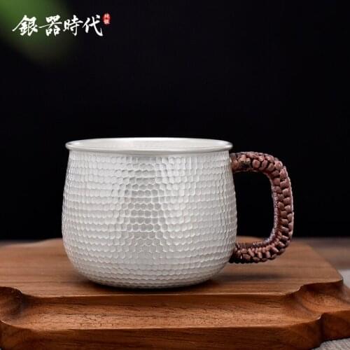 Silver age silver 999 coffee cup cup multi-purpose health cup pure manual master cup small water basin