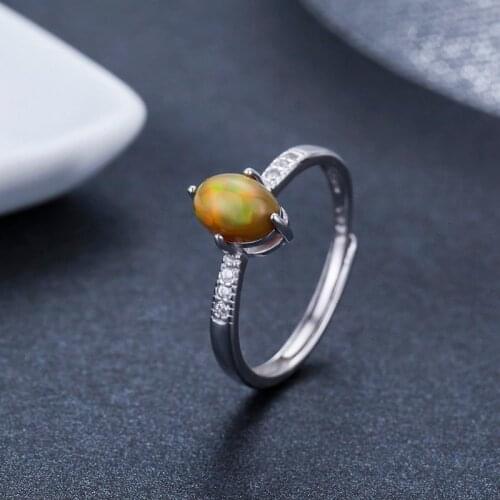 925 Sterling Silver Oval Natural Opal Rings For Women Wedding Engagement Love Ring w CZ Stone Jewelry Finger Bague Aneis Anelli