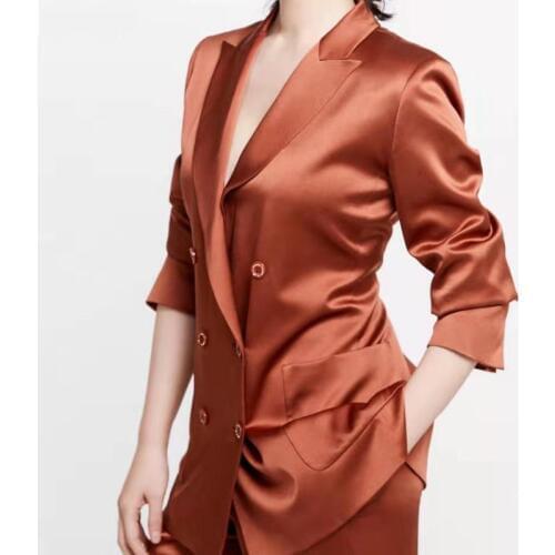 Fashion Business Pant Suits Uniform Formal Double Breasted Jacket and Long Pant Black Blazer Set Women OL 2 Two Pieces Suits