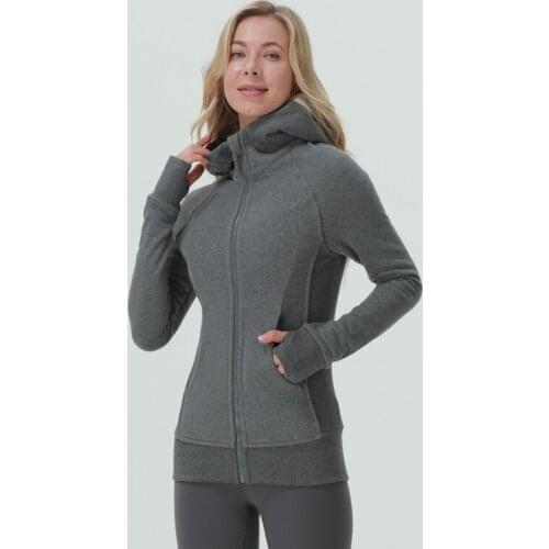 Hooded jacket sports jacket female professional yoga cotton jogging fitness long-sleeved capable running exercise pullover jacke