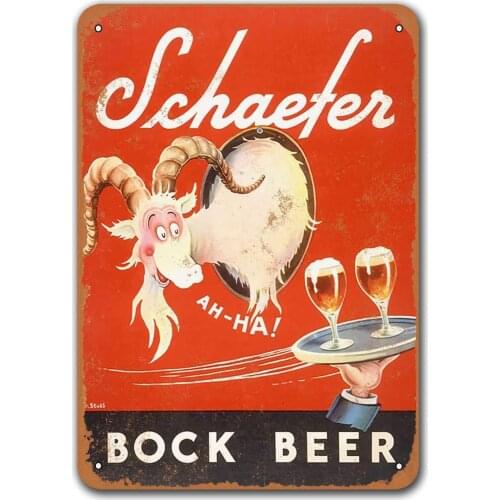 Retro Metal Tin Sign 1937 Shaefer Bock Beer Signs, Sisoso Plaque Poster for Bar Garage Home Cafe Pub Wall Decor 8x12 inch