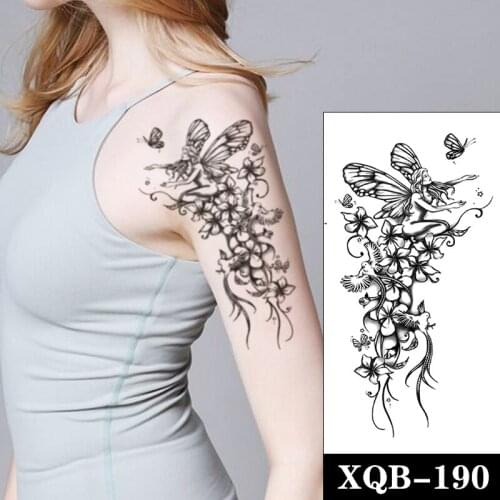Butterfly Princess Waterproof Temporary Tattoo Sticker Black Plain Flower Bird Star Fake Tattoos Flash Tatoos Arm Body Art Women