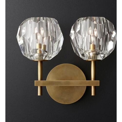 Model Room Large G9 LED Wall Lamp Hotel Crystal ball Light Wall fixture for Villa American vintage Bedside indoor wall sconce