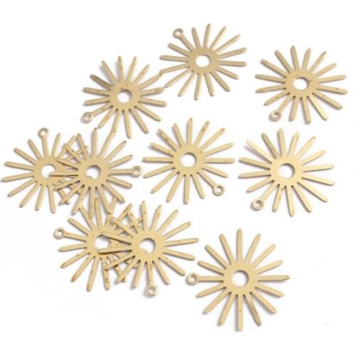 20PCS Raw Brass Sun Flower Charms Bohemian Earrings Pendants Charms Supplies For Jewelry Making Diy Handmade Necklace Findings