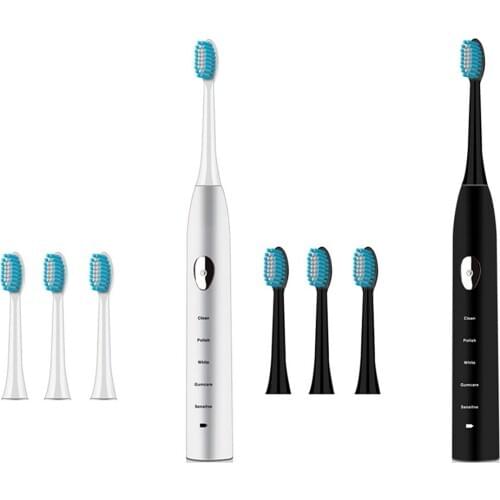 New 1pcs Multifunctional 5 Modes Sonic Rechargeable Electric Soft Hair Toothbrush Waterproof +4 Brush Heads Toothbrush