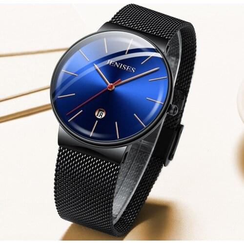 2021 New Quartz Watch Mens Mesh Belt Ultra Thin Simple Watch Waterproof Business Fashion Watch Men Luxury Bulk Items Wholesale