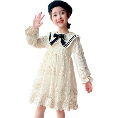 Big Girl Dresses Lace Floral Girls Party Dress Spring Autumn Dress Child Casual Style Girls Clothing 6 8 10 12 14