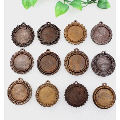 Fit 25mm Wooden Round Vintage Glass/Cabochon Frame bezel Settings, Bezel For DIY Bracelet Hole: approx 2.5mm 5pcs/lot K06015