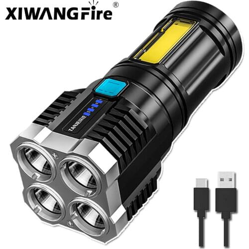 Xiwangfire Portable 4-core LED Flashlight Super Bright Rechargeable Multi-function Flash Light Outdoor Camping Floodlight