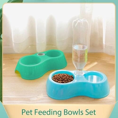 Durable Double Cat Dog Bowls Detachable Pet Feeding Bowls Set Food Container Watering Supplies Feeder Dish Pet Supplies
