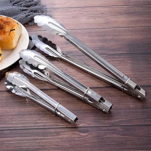7inch Stainless Steel Food Tongs Kitchen Utensils Buffet Cooking Tool Anti Heat Bread Clip Pastry Clamp Barbecue Kitchen Steel