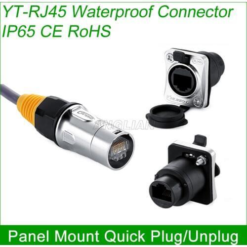 RJ45 plug socket screw type CAT5E waterproof connector panel mount metal ethernet PCB Network connector Cnlinko 1 unit