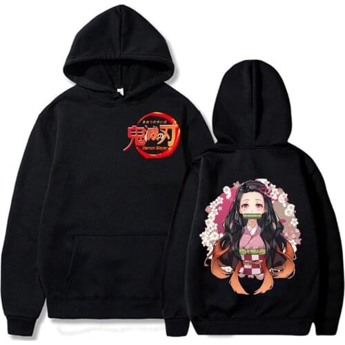 Demon Slayer Print Hoodies Kimetsu No Yaiba Sweatshirts Harajuku Kamado Nezuko Women Mens Unisex Tops Pullovers