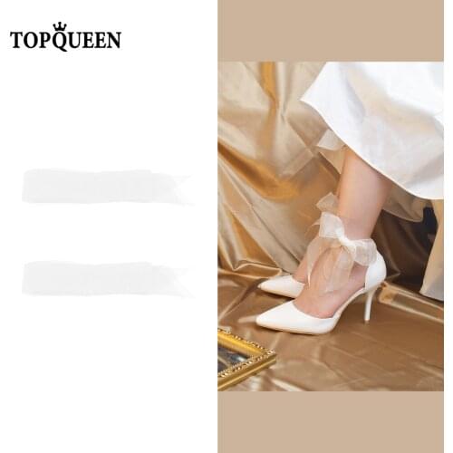 TOPQUEEN-AS05 High Heels Strap Ribbon Decorate Beautifully With Shoes Elastic No Tie Shoe Laces A Pair
