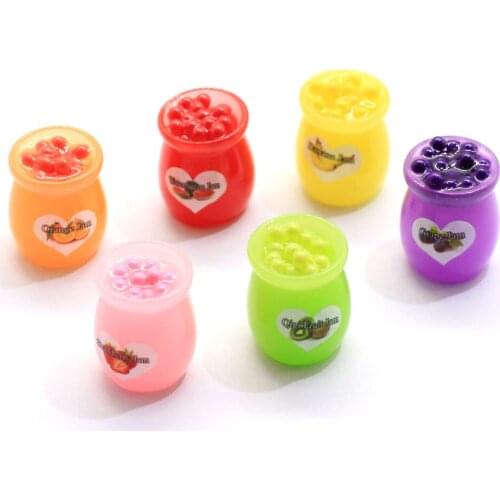 High Quality 12*16MM Resin Plastic Miniature Kitsch Fruit Jar Bottles Assorted Bright Color Dollhouse Fruit Pot Cab