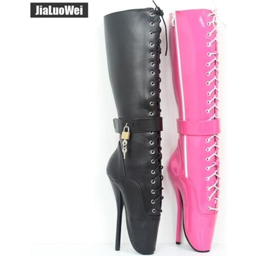 18CM High Heel New Womens Club Mid-calf Boots Lace Up Stilettos Lock Dance Unisex Ballet Sexy Plus Size 34-46 Custom Made