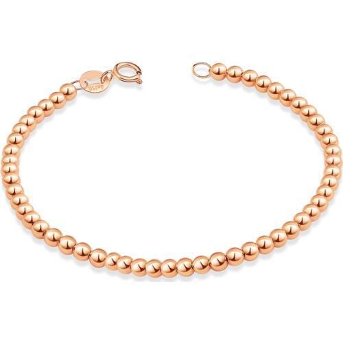 Sinya 18k Bracelet Strand 4mm Au750 Gold Beads Baby Children Ladies Girls Gift Women Fine Jewelry Length from 12cm to 21cm