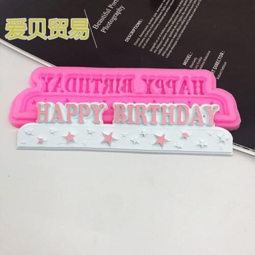 Stars dot Happy Birthday Card Card Bake Cake Fringe Silicone Mold resin letter mold molds silicone chocolate mold