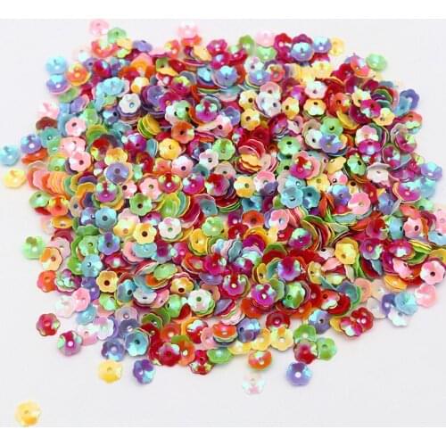 10g 6mm 3D Plum Blossom Shape PVC Bulk Sequins Mixed Multicolored Glitter Handmade Garment Sewing Craft Decoration Accessories