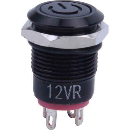 12V 2A 9.5mm LED Metal Cap Power Momentary Push Button Switch Car DIY Modified, Red