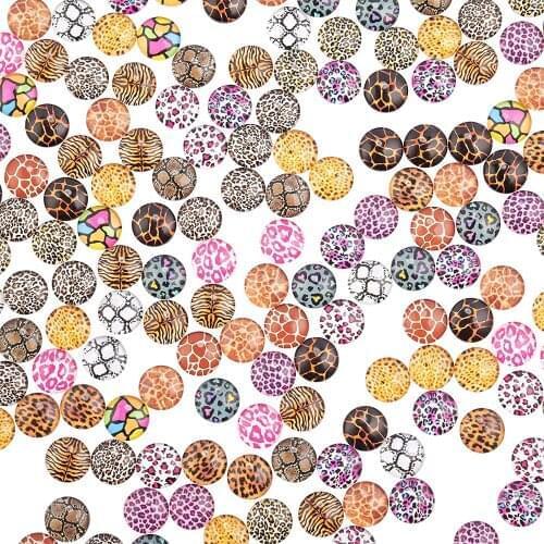 20-200pcs 10mm 12mm 20mm 25mm Animal Skin Leopard Print Round Photo Glass Cabochons Demo Flat Back cabochon for Pendant Settings
