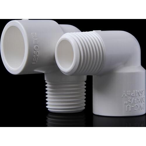 2pcs 1/2" 3/4" 1" PVC Pipe Fitting PT Elbow (Thread) Joints Aquarium Quick Fitting Water Elbow UPVC Pipe Adapter