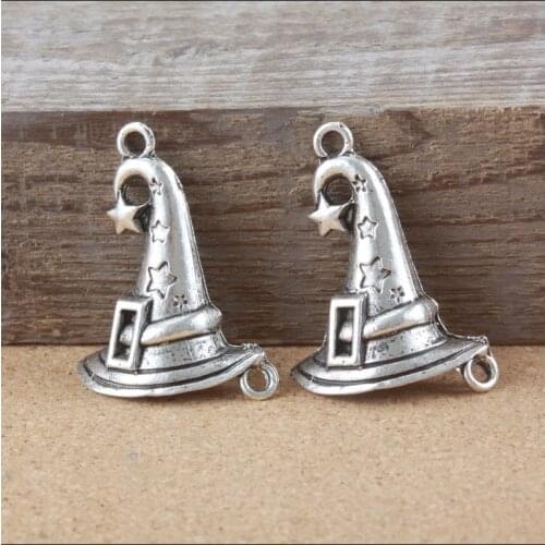 High Quality 3 Pieces/Lot 27mm*36mm Antique Silver Plated Santa Claus Hat Metal Christmas Charms For Jewelry Making